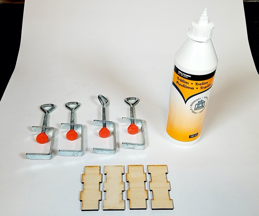 Four pieces, glue, and clamps