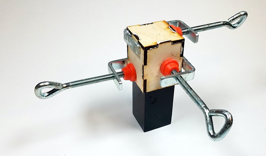 Composite image showing the six steps for assembling the tuning slide directly onto the resonator