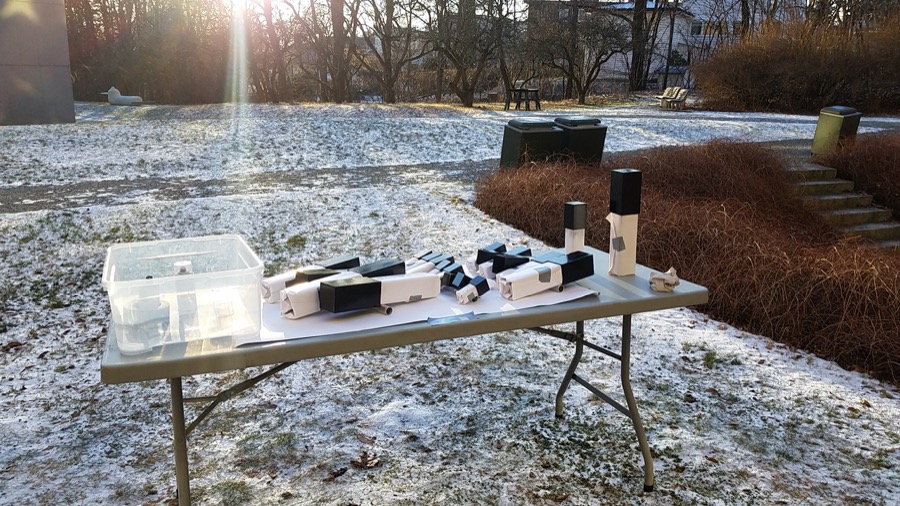 Composite image showing the six steps for assembling the tuning slide directly onto the resonator